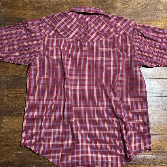 Plains Western Wear Red Mens Pearl Snap Button Down Short Sleeve Shirt Size L - Picture 6 of 10